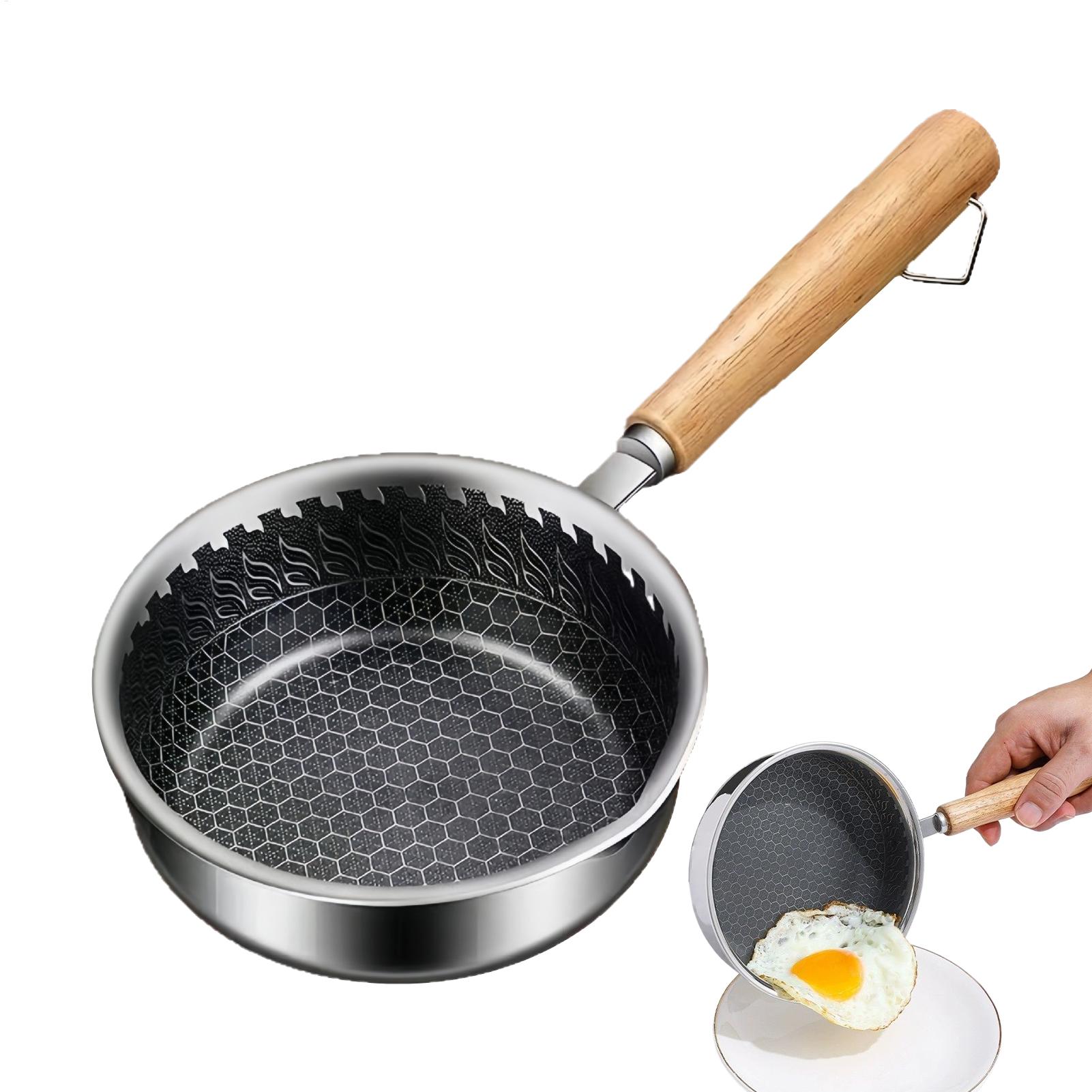 Egg Waffle Pan - Mini patelnia nieprzywierająca z drewnianą rączką,